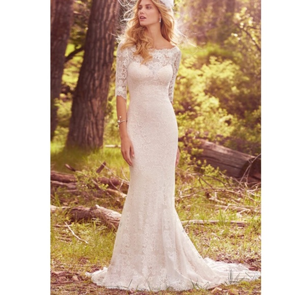 Maggie Sottero McKenzie White Lace Wedding Dress - Picture 2 of 5